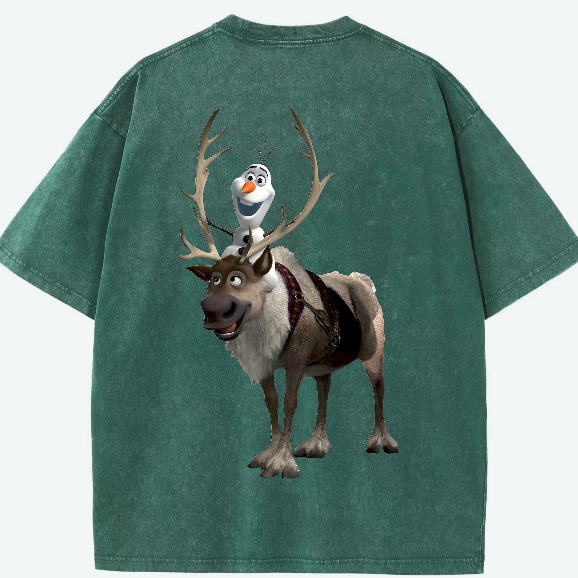 （画像用） アナと雪の女王 アンナ エルサ Frozen Anna Elsa 綿100% ヴィンテージ風 半袖Tシャツ（背面プリント）